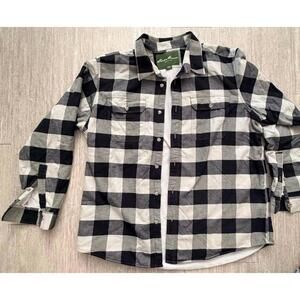 Eddie Bauer Men's Black and White Buffalo Plaid Fleece-Lined Shirt Jacket